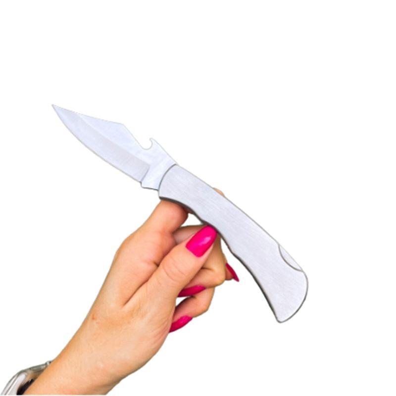 Canivete Inox de Bolso Retrátil Com Trava Presilha Para Pescaria